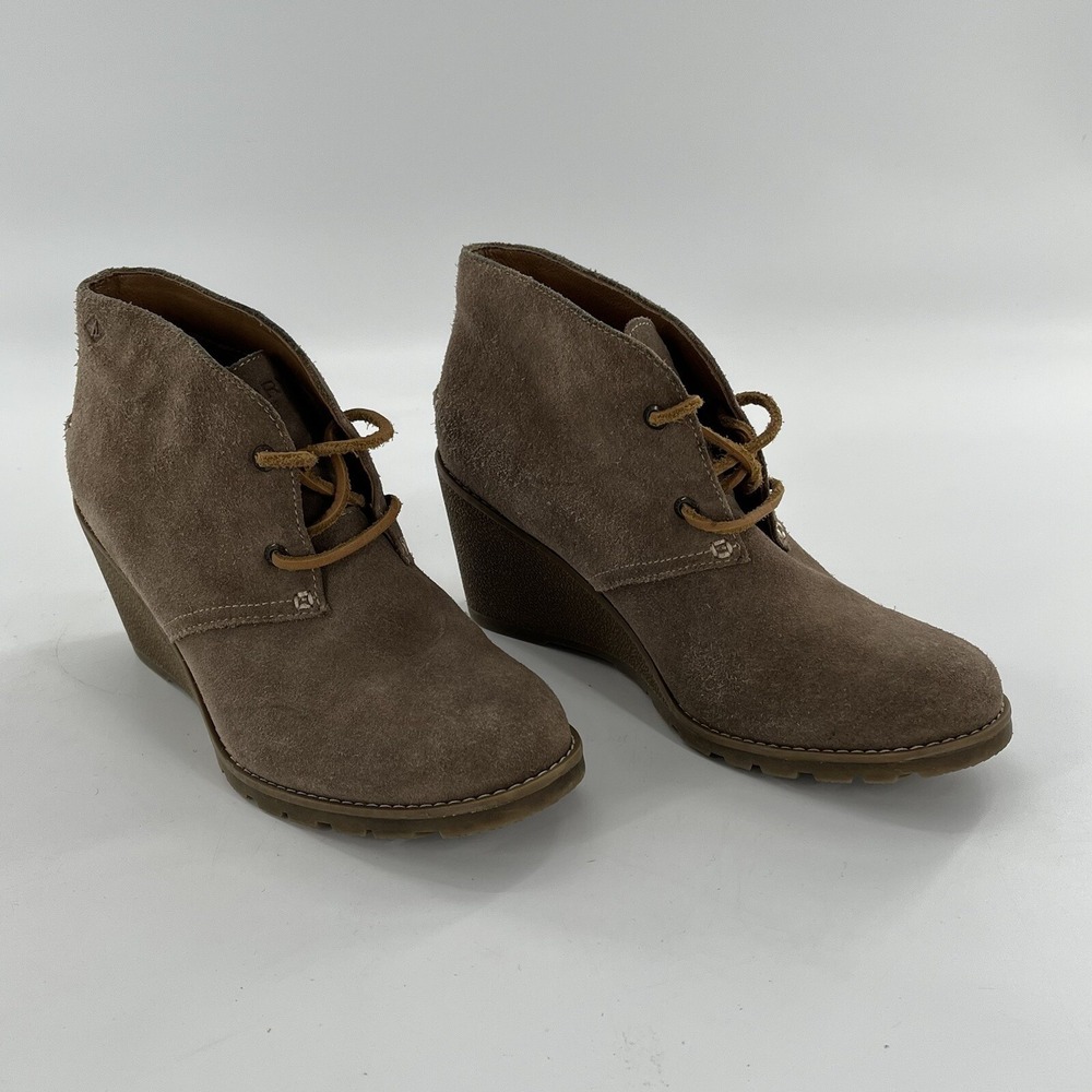 Sperry Top Sider Harlow Wedge Ankle Bootie Womens 8 M Suede Leather Stella Prow